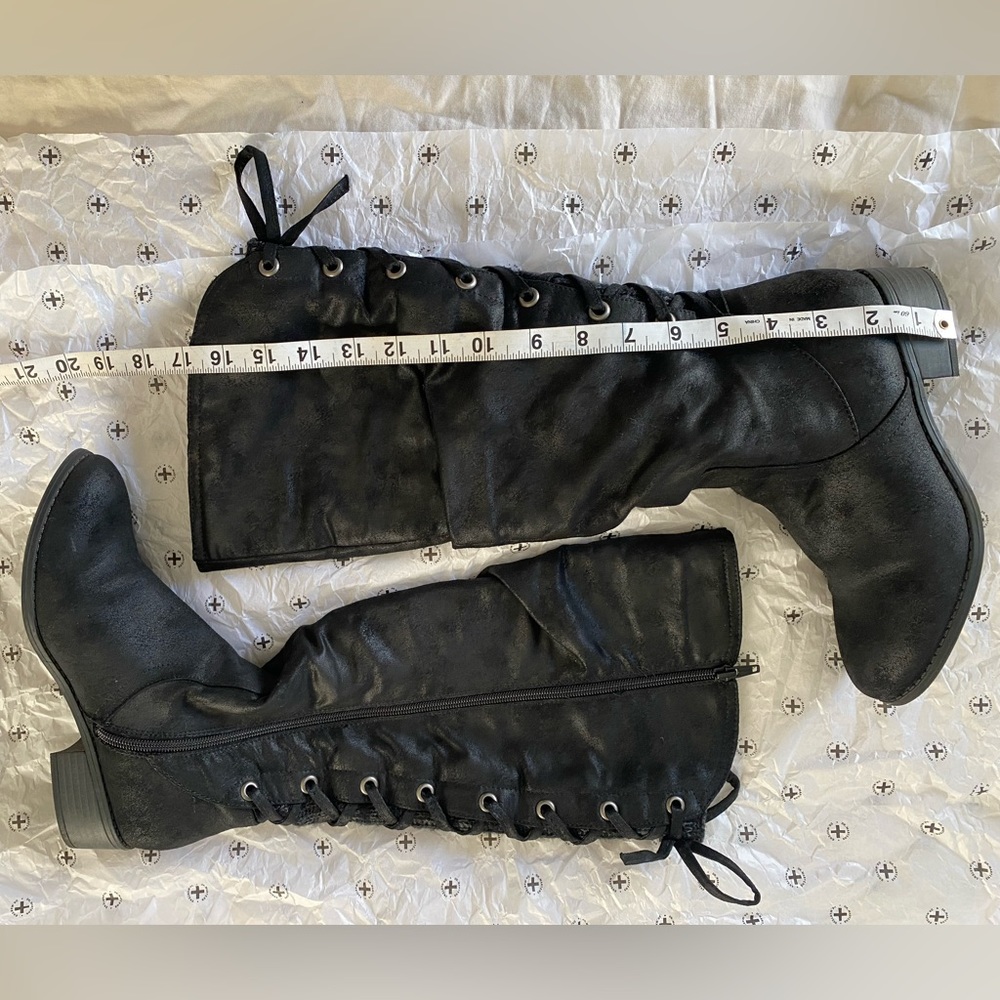 Kohls Black High Boots Size 7 Faux Leather